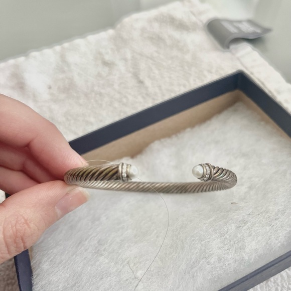 David Yurman Cable Classics Bracelet in Sterling Silver Pearls  Diamond - Picture 5 of 6